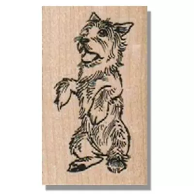 Mounted Rubber Stamp CAIRN TERRIER BEGGING Dog Wizard Of Oz Dorothy Scarecrow • $8.50