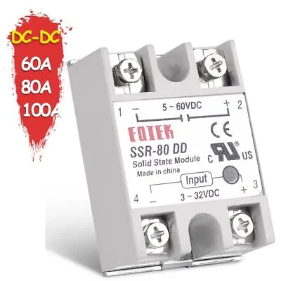 Solid State Module Relay DC-DC Single Phase SSR Current 60A 80A 100A 3-32V 5 12V • $18.99