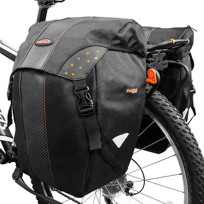 Ibera Bike Panniers Bag Rear Rack Clip-On Double Bags Waterproof W/ Rain Covers • $115.99