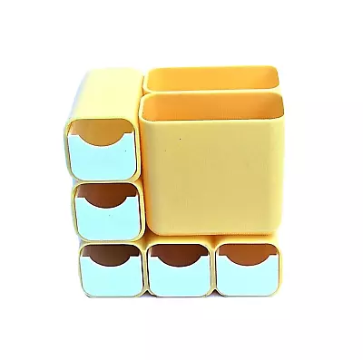 Vintage 1970's Modular Yellow Plastic Desk Organizer 5 Drawers Caddy Pen Holder • $29.99