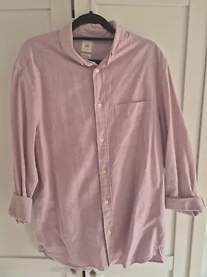 Mens H&M Logg Long Sleeve Pink Shirt Size Medium  • £2.99