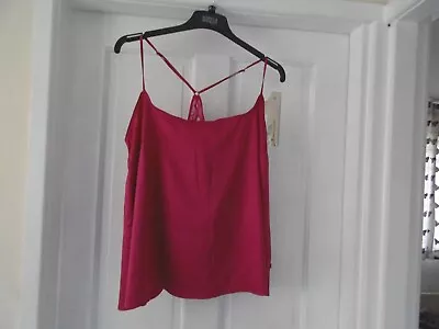 Marks And Spencer By Boutique Size L (16-18) Cerise Satin Look Cami . New • £3.99