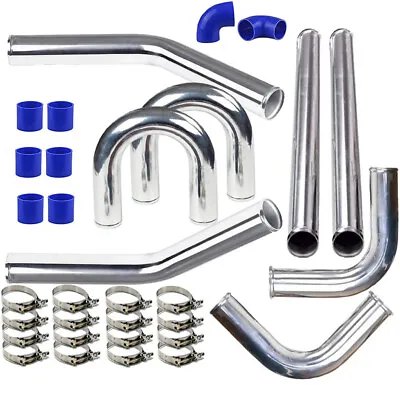 Universal 2.5  610mm Aluminum Turbo Intercooler Piping Kit + Hose + Bolt Clamps • $99.88