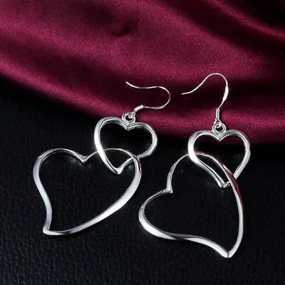 Elegant 925 Sterling Silver New Fashion Charm I Love You Heart 1.75  Earrings • $15.74