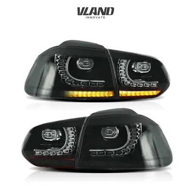 $249.99 • Buy VLAND LED Tail Lights For VW GOLF MK6 GTI R 2010-2013 Full Smoked Rear Light
