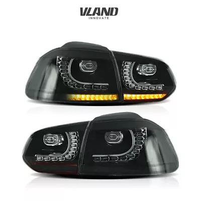 VLAND LED Tail Lights For VW GOLF MK6 GTI R 2010-2013 Full Smoked Rear Light • $249.99