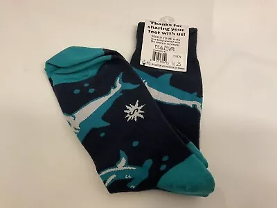 Sock It To Me Men’s Mid Calf Sock NWT $16.26 Navy W/shark Design  • $12.50