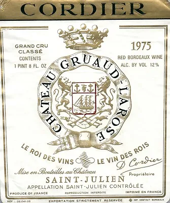 1970's-80's Chateau Graud Larose Cordier French Wine Label Vintage Original A457 • $11.97