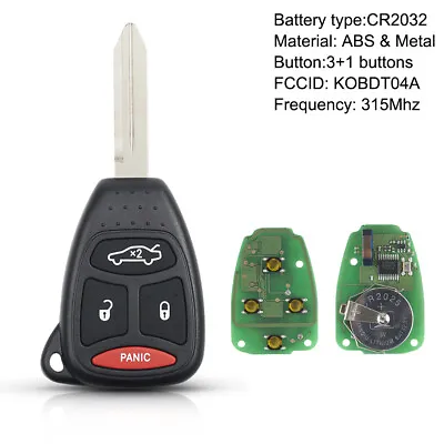 For 2006 2007 Dodge Charger Keyless Entry Remote Car Key Fob KOBDT04A 4Button • $12.72