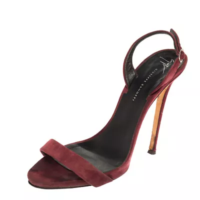 Giuseppe Zanotti Burgundy Suede  Slingback Sandals Size 41 • $147