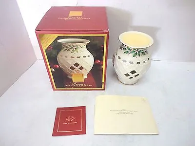 Lenox Holiday Fragrance Warmer Burner Votive Candle Holder Holly Berry Tarts Wax • £24.33