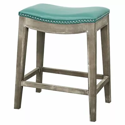 New Pacific Direct Elmo 24.5  Bonded Leather Counter Stool In Turquoise • $142