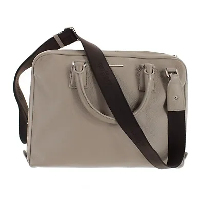 $1399.99 • Buy Ermenegildo Zegna NWOT Leather Messenger Bag Solid Taupe/Beige Made In Italy