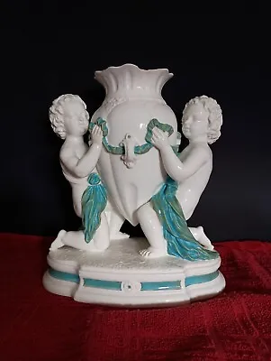 Minton Sevres Style Vase English Victorian Porcelain Nude Cherub Figurine Vase • $75