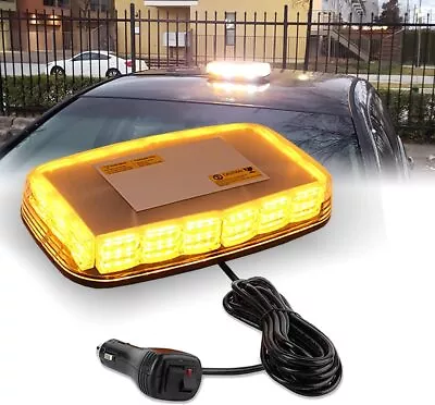 Strobe Light Bar 48 LEDs Amber Mini Roof Top Magnetic Flashing Beacon For Truck • $44.64