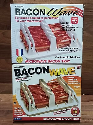 Original Bacon Wave Microwave Bacon Tray Cooks Up To 14 Slices Emson (Lot Of 2) • $33.06