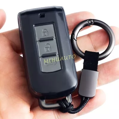 Transparent Black Key Fob Chain Cover Case For Mitsubishi Outlander Sport ASX • $9.50