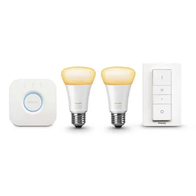 Philips Hue Wi-Fi Starter Kit/White E27 LED Light Bulb/2.0 Bridge/Dimmer Switch • $189.95