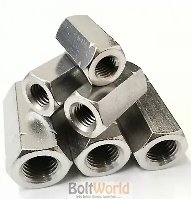 £6.07 • Buy Threaded Rod Bar Stud Hexagon Connecting Nuts A4 Marine Grade Stainless Steel 