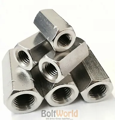 Threaded Rod Bar Stud Hexagon Connecting Nuts A4 Marine Grade Stainless Steel  • £6.60