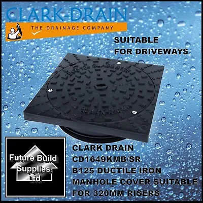 Clark Drain B125 300mm Ductile Iron Square To Round Locked Manhole Cover & Frame • £40.20