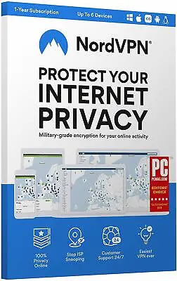 £65 • Buy NordVPN Internet Privacy & Security Software 1 Year VPN For 6 Devices PCs Boxed