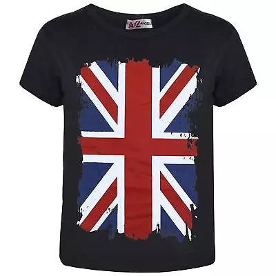 Girl Boy Black T Shirt Union Jack Flag King Charles III Coronation Ceremony Tees • £9.99