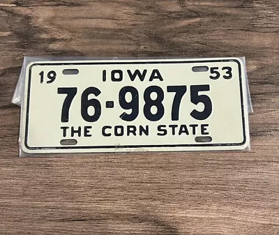 1953 IOWA The Corn State Wheaties Miniature Cereal Bicycle License Plate 76-9875 • $17.95