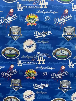 100 % Cotton Fabric - 45   Wide -  La Dodgers Theme Sold By Yard • $20.99