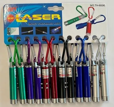 Lot Of 12 LASER POINTER KEY CHAIN With UV Money Checker And Regular Flashlight • $21.97