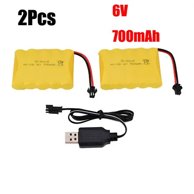 £11.99 • Buy 2PCS 6V 700mAh Ni-Cd AA Battery Pack Rechargeable SM-2P Plug For RC Car Toys