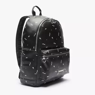 Lacoste LCST Printed Coated Canvas Backpack NH3303LV-F69 AOP Mini Wording/Noir • £134.75