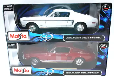 2009 Maisto 1968 Ford Mustang GT + 1967 Mustang Fastback 1:18 Die Cast Metal NIB • $49.49