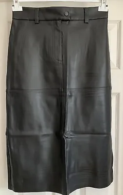 EX M*S Black Unlined Faux Leather A-Line Skirt Sizes 8 10 12 14 16 18 20 RRP £35 • £19.79