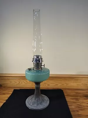 Aladdin Oil Lamp Queen Green Jade Moonstone Art Glass Nickel Model B Burner • $269.99