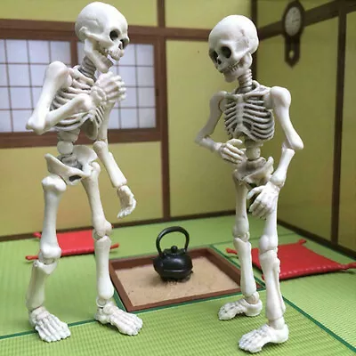 Halloween Movable Skeleton Human Model Skull Full Body Mini Figure Toy Scary 9CM • $7.26