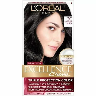 L'Oreal Paris Excellence Creme Permanent Hair Color 2C Luscious Black • $10.99