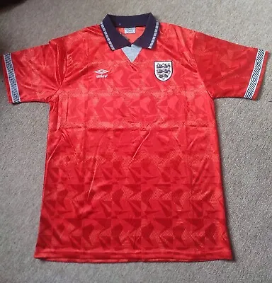 £27 • Buy 1990 World Cup England Red Away Retro Footbal Shirt Size Extra Large Men's.