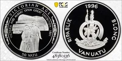 1996 Vanuatu Silver 50 Vatu Victoria And Albert Great Exhibition 1851- PCGS PR69 • $149.99