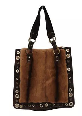 Dolce & Gabbana Womens Tote Bag Brown Fur Suede Shoulder Travel Bag Vintage Y2k • $494.99