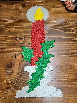 Vintage Christmas Candle Melted Plastic Popcorn Wall Decoration Holly Winter • $13