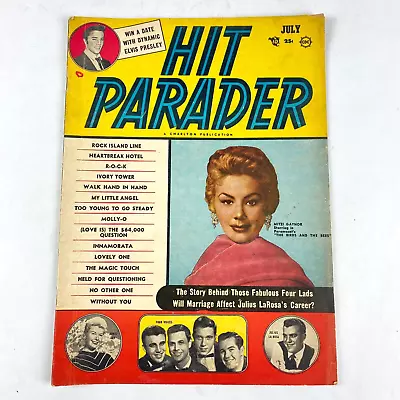 July 1956 Hit Parader Magazine Back Issue Mitzi Gaynor Elvis Presley Vintage • $19.50