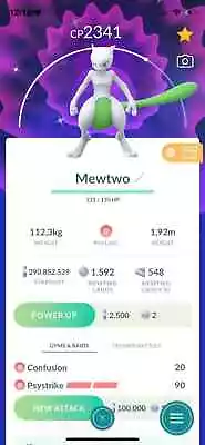Pokémon Go - Shiny Mewtwo (Random Move) - 20k Stardust T R A D E Go • $6.59