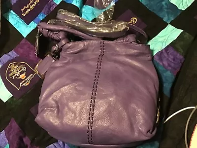 Woman's BRAND NEW B Makowsky Deep Purple Leather Crossbody Shoulder Bag Purse • $9.99