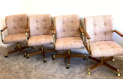 Chromcraft Upholstered Swivel Dining Arm Chairs Set Of 4 1987 Vintage • $490