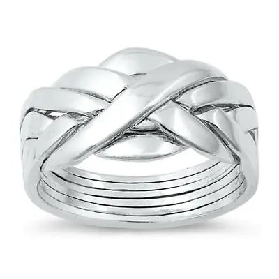 High Polished Complex Puzzle Cute Ring New .925 Sterling Silver Band Sizes 6-10 • $23.69