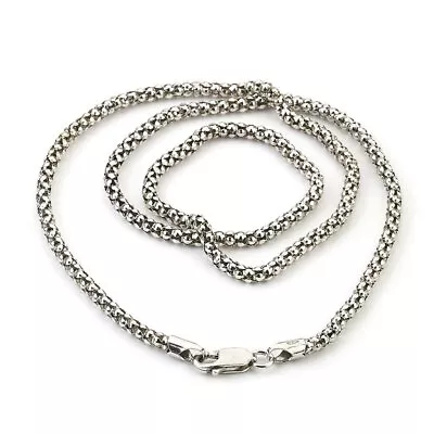 Solid 925 Oxidized Sterling Silver Italian Popcorn Coreana Chain 3mm • $55.41