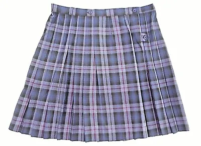 Girls R/K Blue Plaid Wrap-Around Kilt Uniform Skirt Half Sizes 16 1/2- 26 1/2 • $14