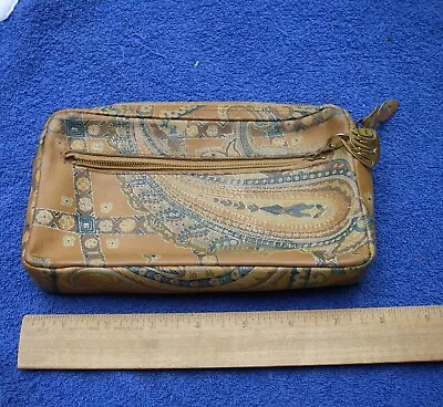 Vintage MORRIS MOSKOWITZ Tan PAISLEY Pattern Clutch Purse-NR • $41.24