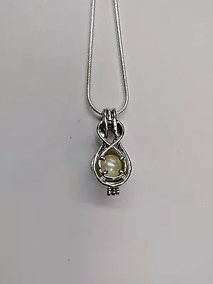 Make A Wish Pearl Cage Pendant Necklace - Infinity Loop - 925 Chain+Pearl  • $11.95